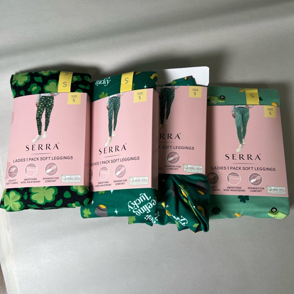 Serra Women’s Soft Leggings (4) St. Patrick’s Day 4 Packs Size Small